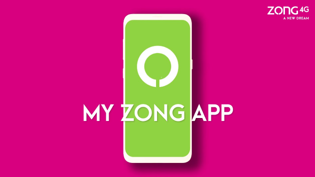 A smartphone screen displaying the Zong mobile application interface with balance checking feature.