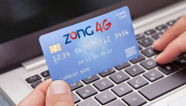 A smartphone screen showing the Zong mobile application interface with a Zong Mastercard option.