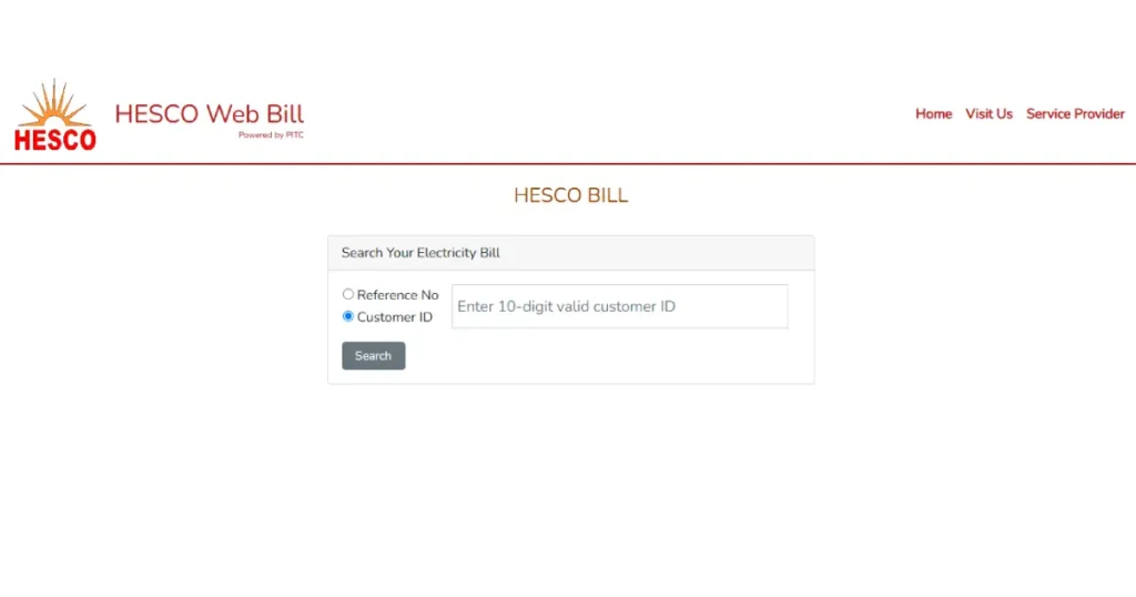 HESCO bill online check by Consumer ID