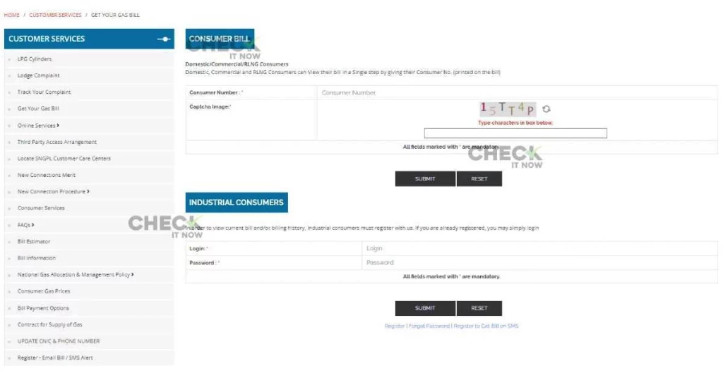 How to check SNGPL bill online by website