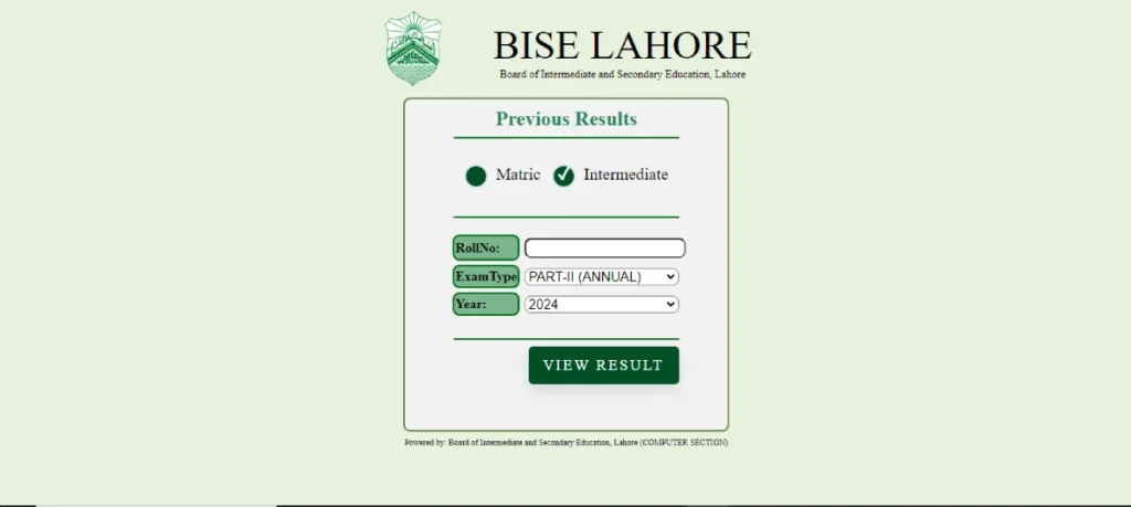 BISE lahore 1st year result