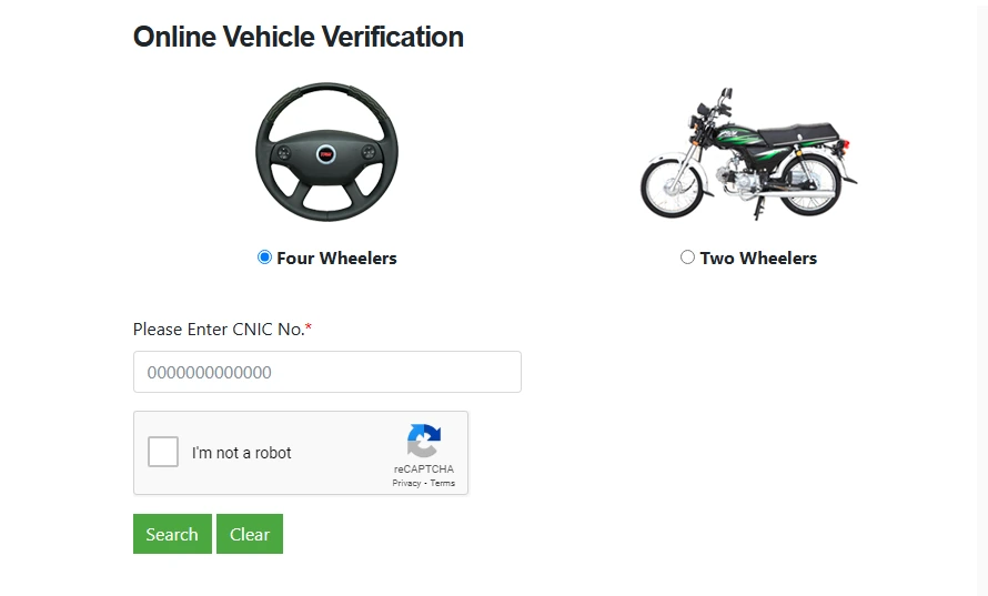 Sindh vehicle verification by CNIC number