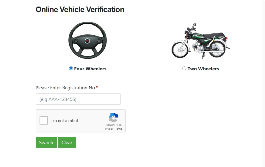 Sindh vehicle verification by registration number