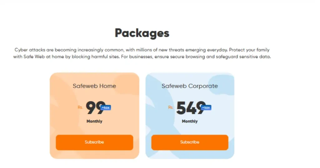 Nayatel packages, Nayatel Internet Packages