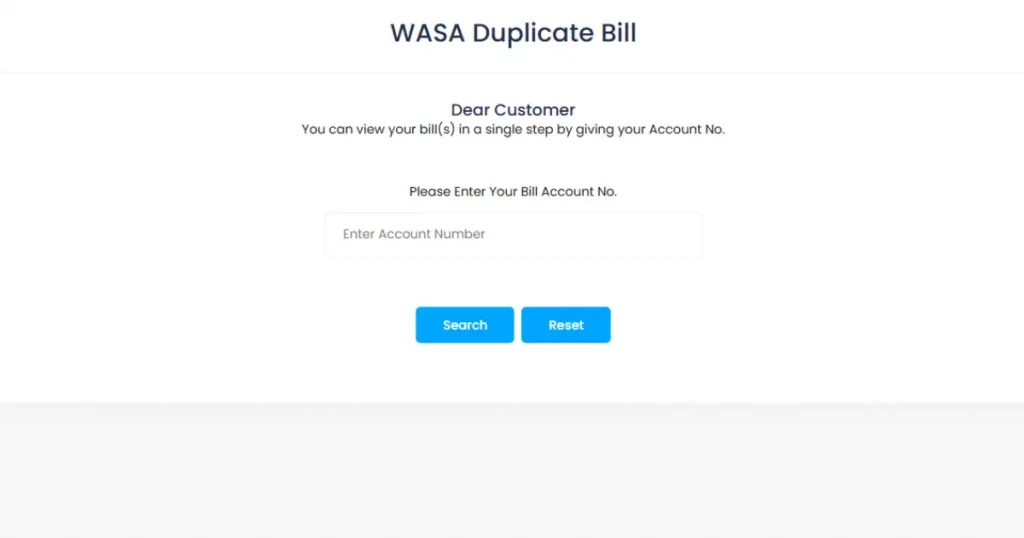 WASA Bill Online Check, WASA Duplicate Bill, WASA Bill check