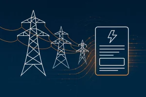 Abstract illustration of digital electricity distribution network and online bill concept